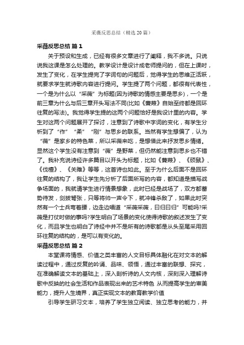 采薇反思总结（精选20篇）