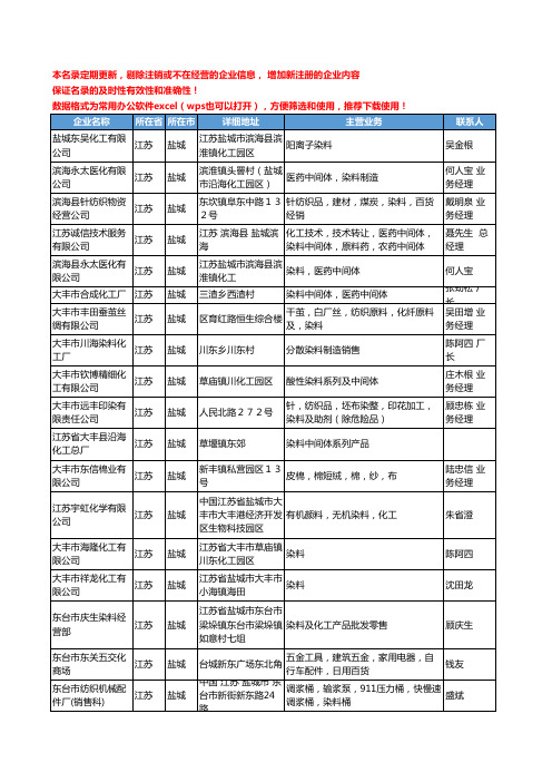 2020新版江苏省盐城染料工商企业公司名录名单黄页大全48家