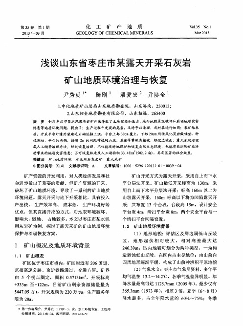 浅谈山东省枣庄市某露天开采石灰岩矿山地质环境治理与恢复