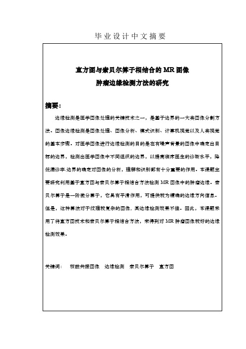 直方图与索贝尔算子相结合的MR图像肿瘤边缘检测方法的研究设计