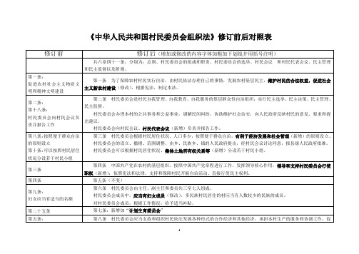 《组织法》修订前后对照表