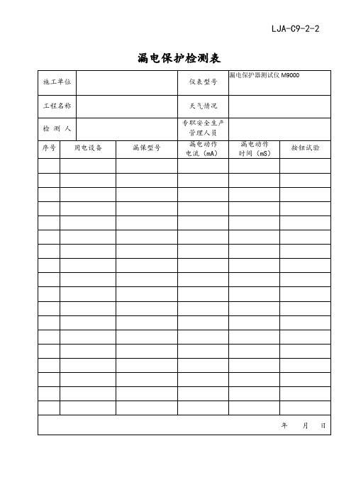 漏保、接地、绝缘检测记录