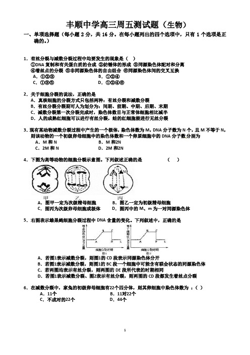 细胞分裂周五测试题