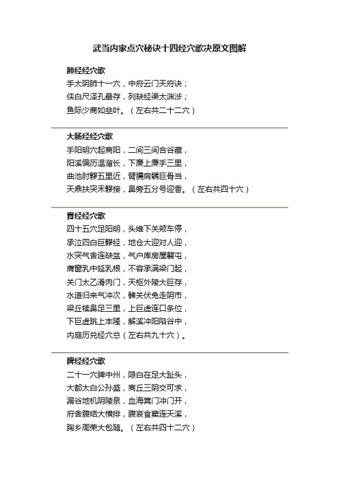 武当内家点穴秘诀十四经穴歌决原文图解