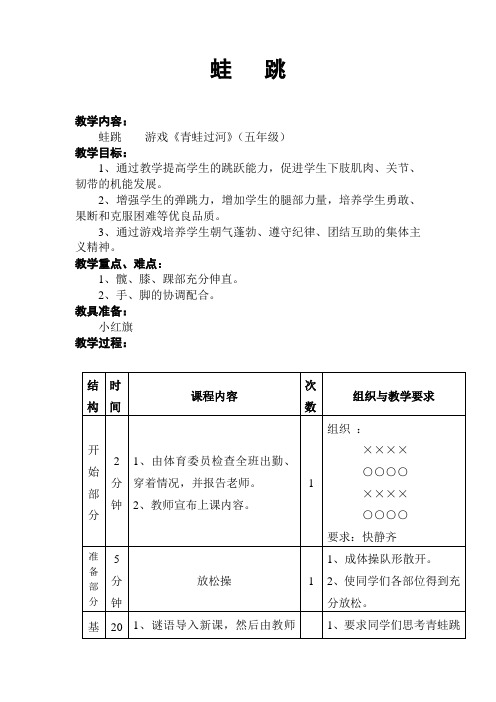 体育教案《蛙跳》