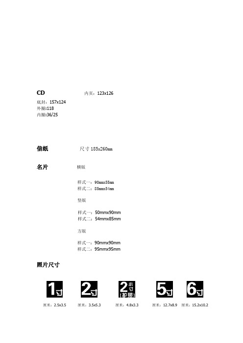 各种版面设计尺寸大全