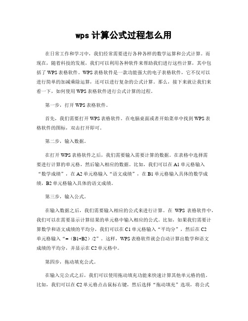 wps计算公式过程怎么用