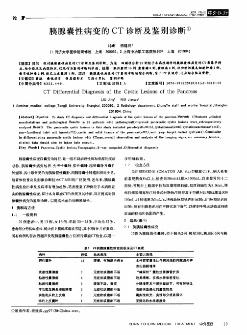 胰腺囊性病变的CT诊断及鉴别诊断