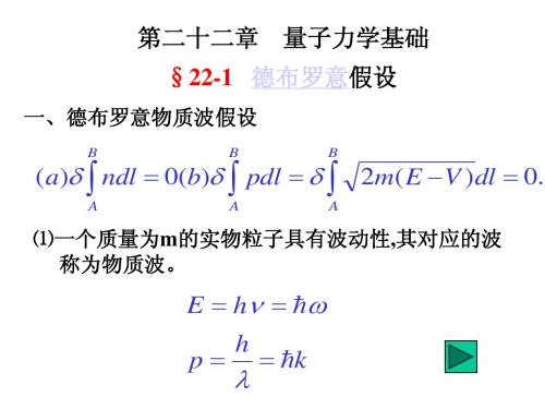 第二十二章量子力学基础§22-1德布罗意假设