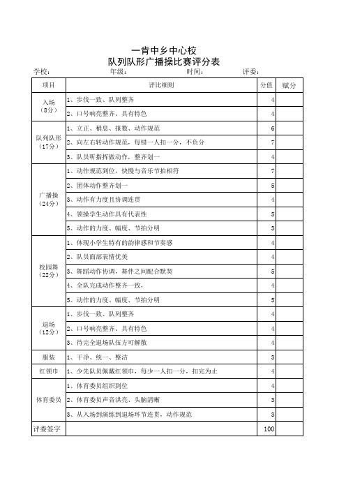 一肯中乡中心校队列队形比赛评分标准