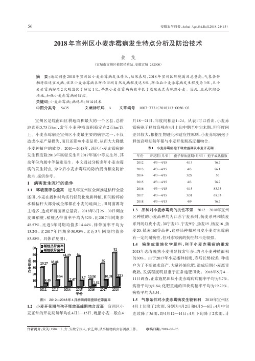 2018年宣州区小麦赤霉病发生特点分析及防治技术