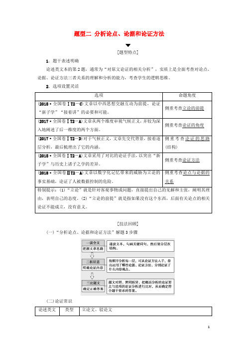 2019版高考语文二轮提分复习 专题1 论述类文本阅读 提分攻略2 题型2 分析论点、论据和论证方法讲义