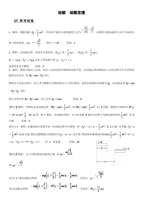 动能  动能定理参考答案