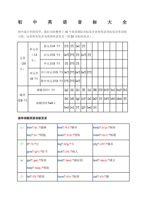 初中英语音标