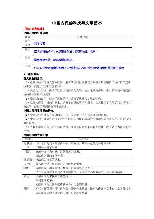 中国古代的科技与文学艺术