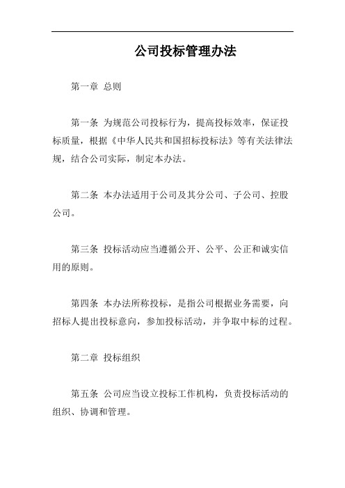 (一篇就够)公司投标管理办法完整版