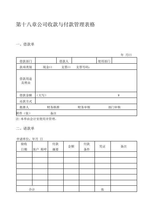 公司收款与付款管理表格