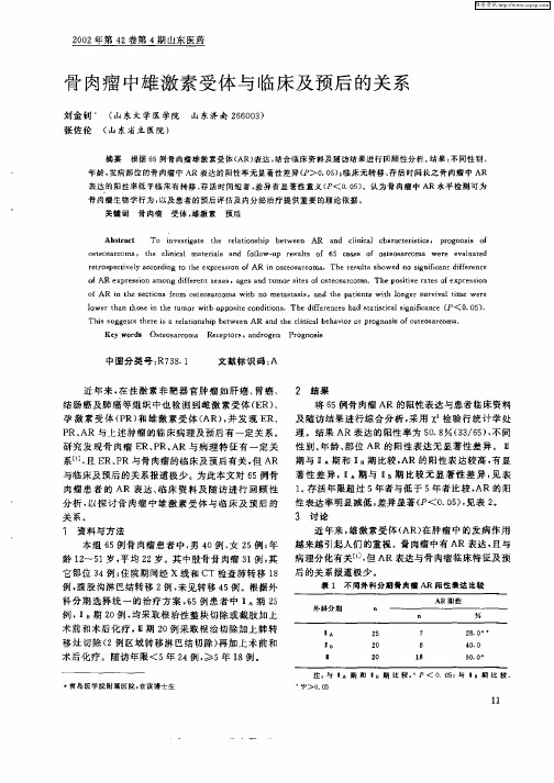 骨肉瘤中雄激素受体与临床及预后的关系