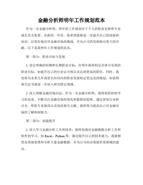 金融分析师明年工作规划范本