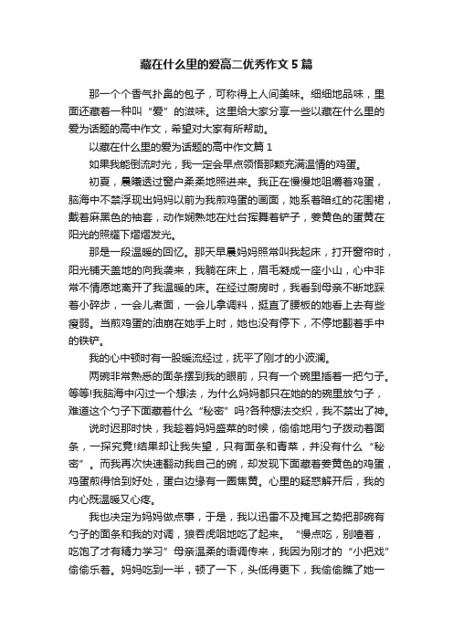 藏在什么里的爱高二优秀作文5篇