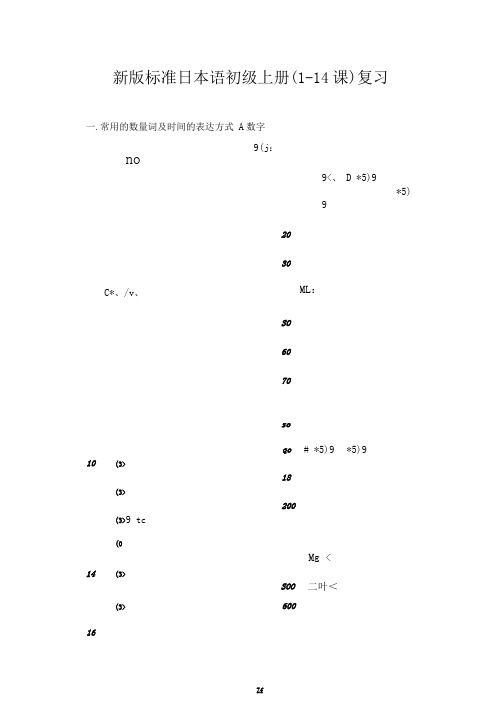 新版标准日本语初级上册(1-14课)练习题