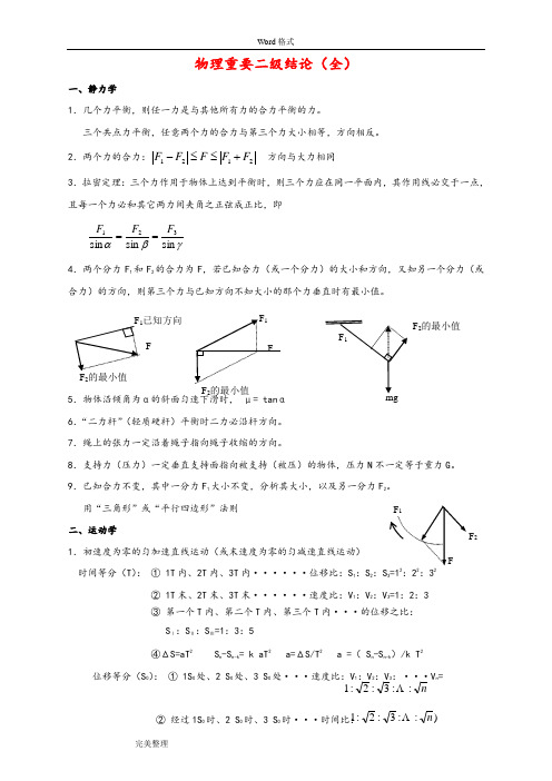 高中物理重要二级结论(全)