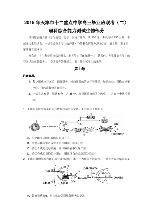 天津市十二重点中学2018届高三下学期毕业班联考(二)理科综合试题-(1)