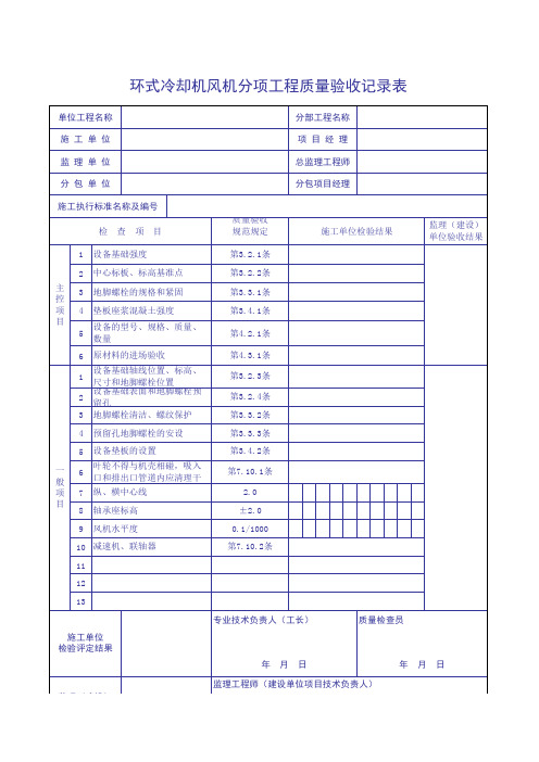 风机分项工程质量验收记录表模板