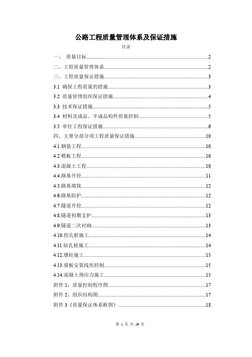 公路工程质量管理体系及保证措施