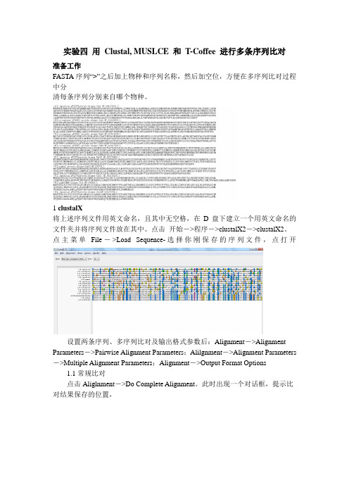 生物信息学 实验四 用 Clustal, MUSLCE 和 T-Coffee 进行多条序列比对