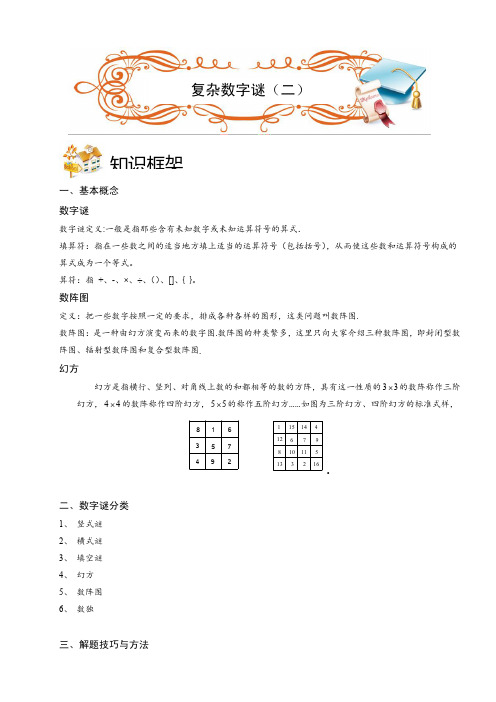 2018最新四年级奥数.计算综合.复杂数字谜(B级).学生版