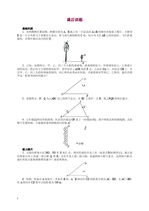 人教版八年级数学上册同步练习 13.4 课题学习 最短路径问题 课后训练