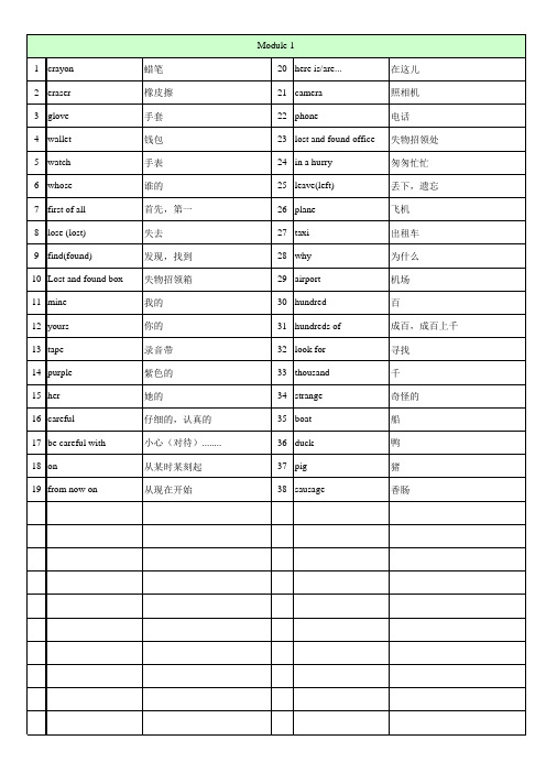 外研版七年级下册单词(背默打印版)