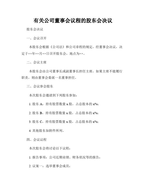 有关公司董事会议程的股东会决议