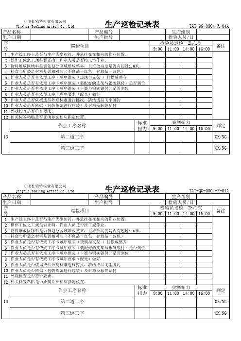 制程巡检记录表