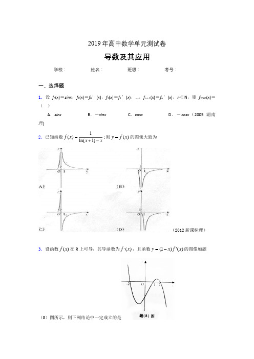 精编新版2019高考数学《导数及其应用》专题测试题(含参考答案)