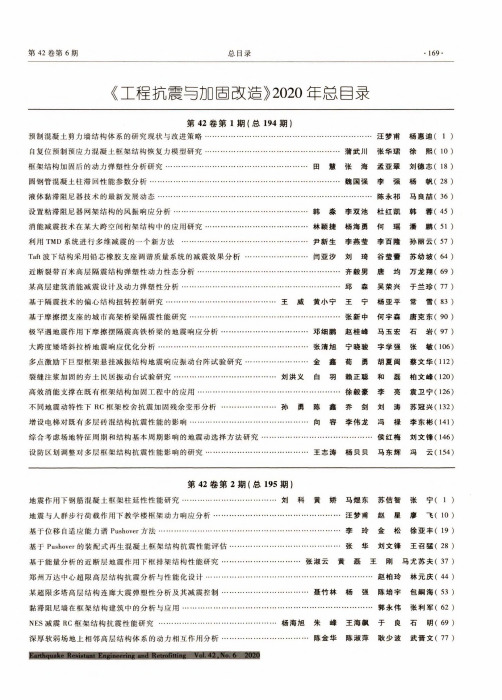 《工程抗震与加固改造》2020年总目录