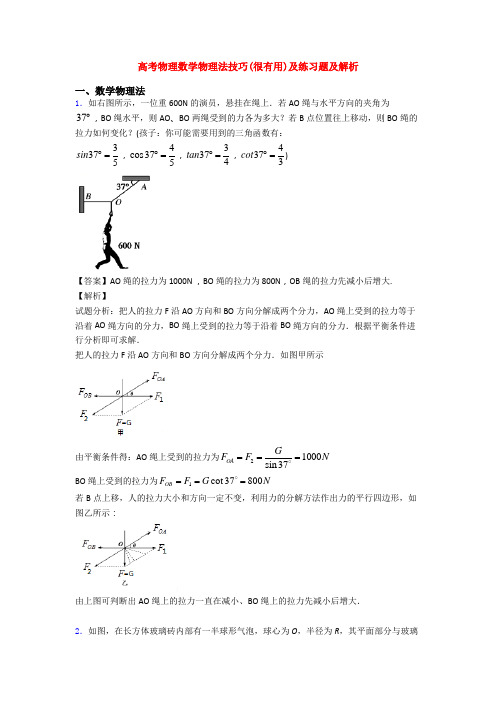 高考物理数学物理法技巧(很有用)及练习题及解析