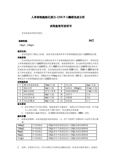 人单核细胞趋化蛋白-1(MCP-1)说明书