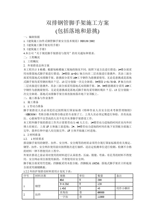 双排钢管脚手架施工方案