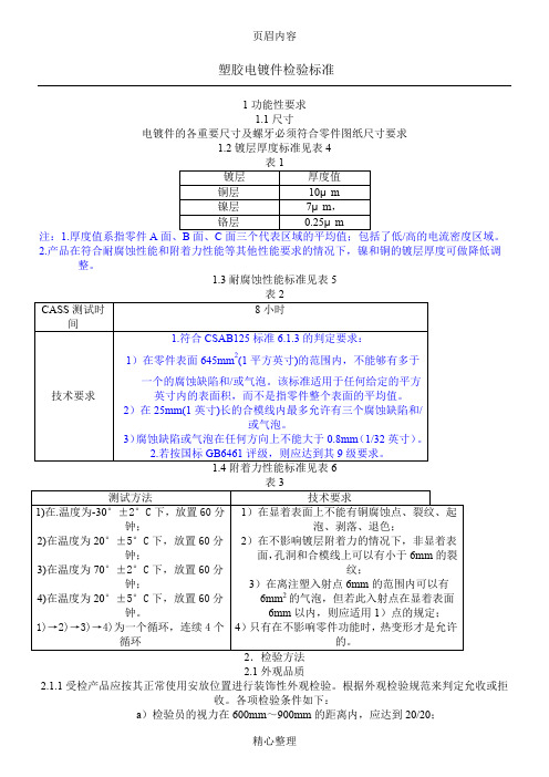 全面的塑料电镀件检验标准