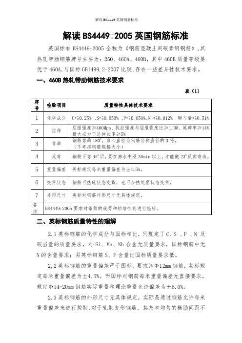 解读BS4449英国钢筋标准