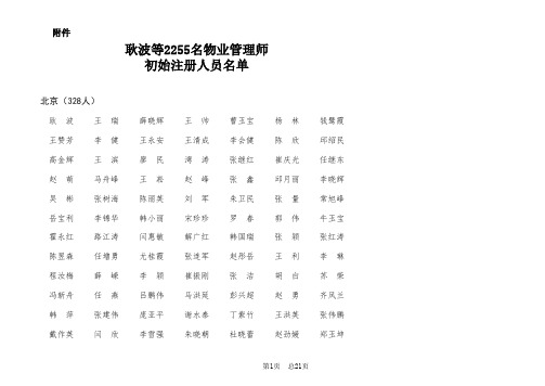 建设部第三批物业师名单