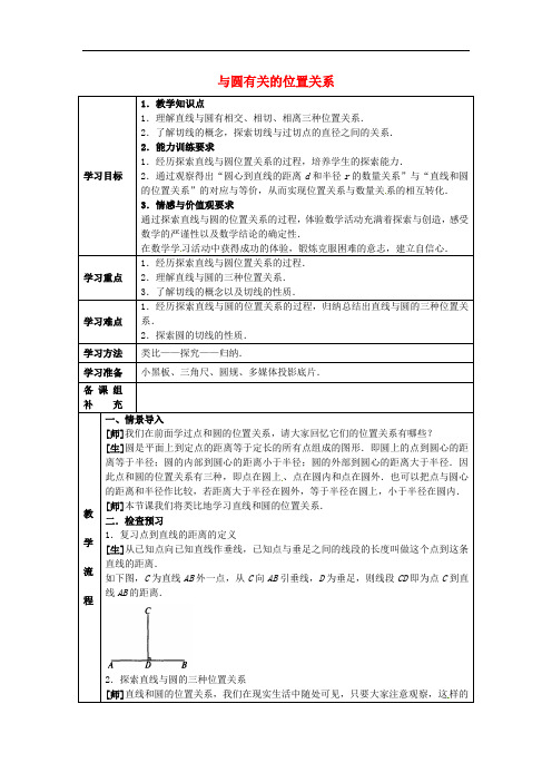 九年级数学上册 24.2 与圆有关的位置关系导学案2(无答