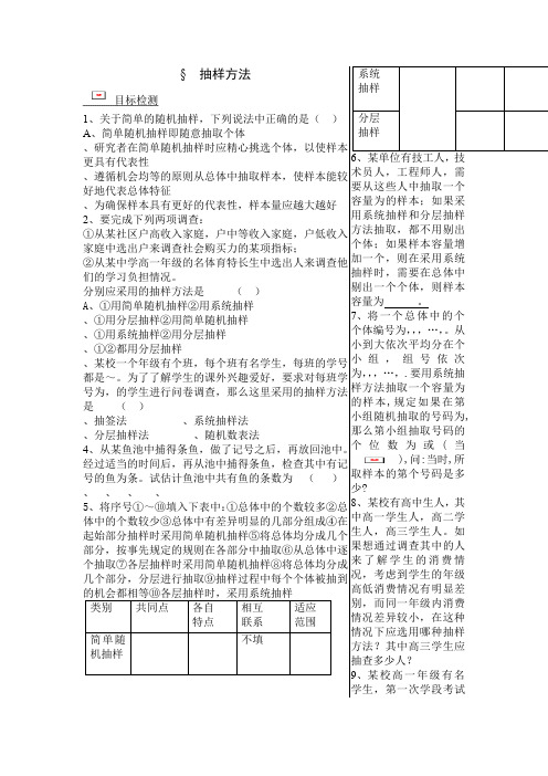 抽样方法练习