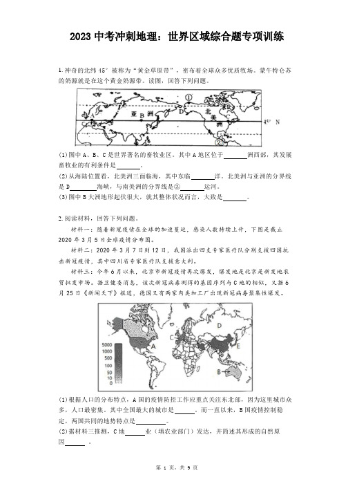 2023年中考地理复习：世界区域综合题专项训练