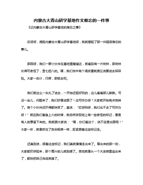 内蒙古大青山研学基地作文难忘的一件事