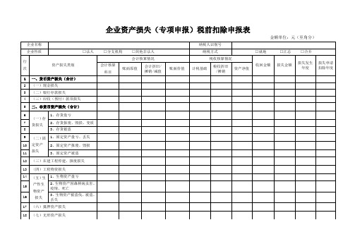 企业资产损失(专项申报)税前扣除申报表