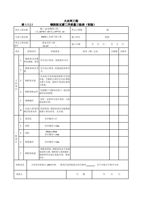 支洞施工三检表