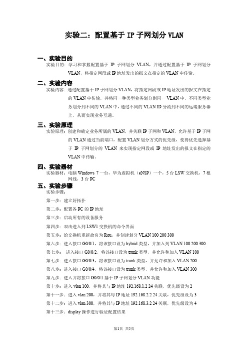 配置基于IP子网划分VLAN